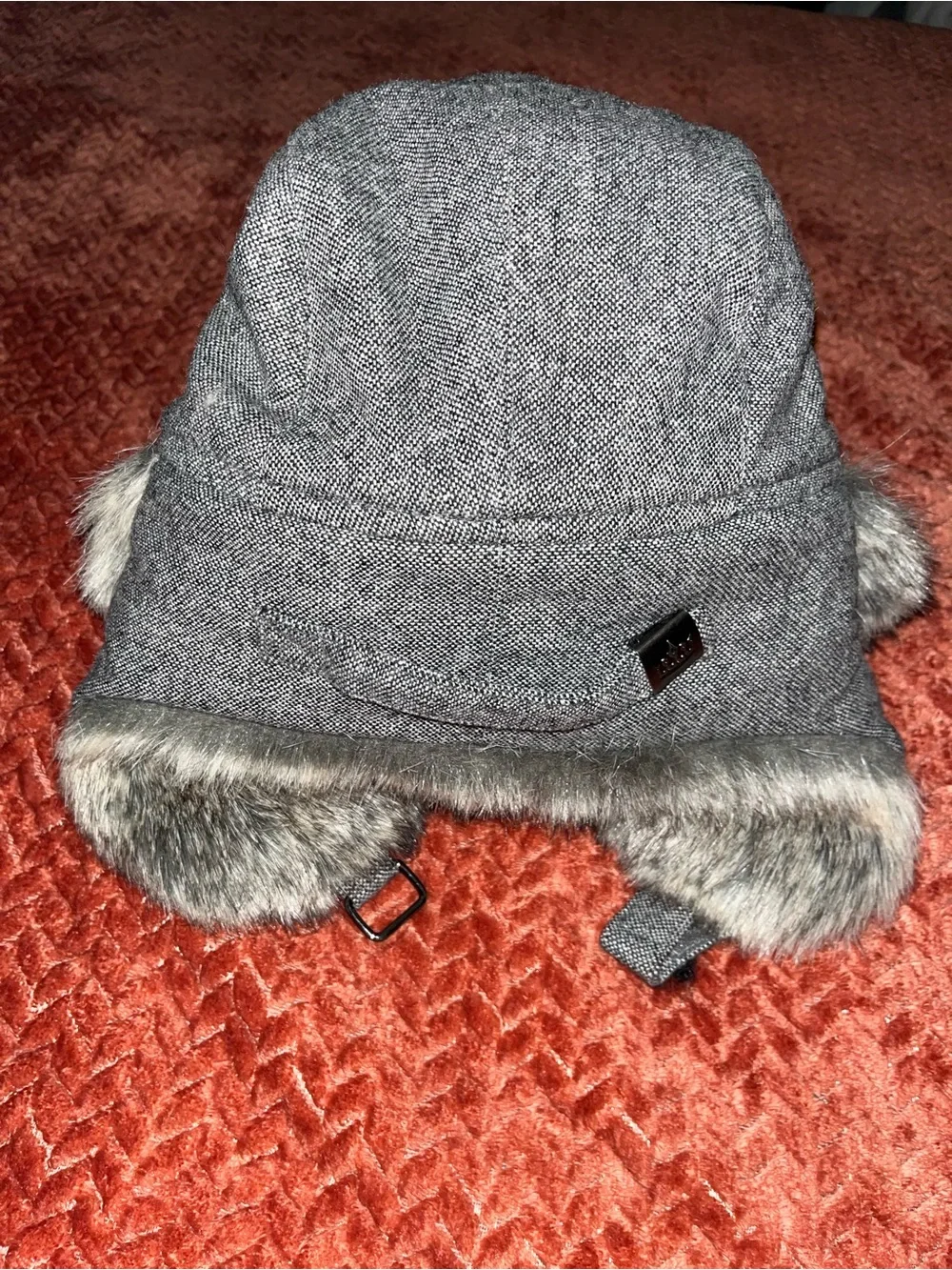 Grey Faux-Fur Trapper Hat for Men - Insulated Winter Earflap Cap
